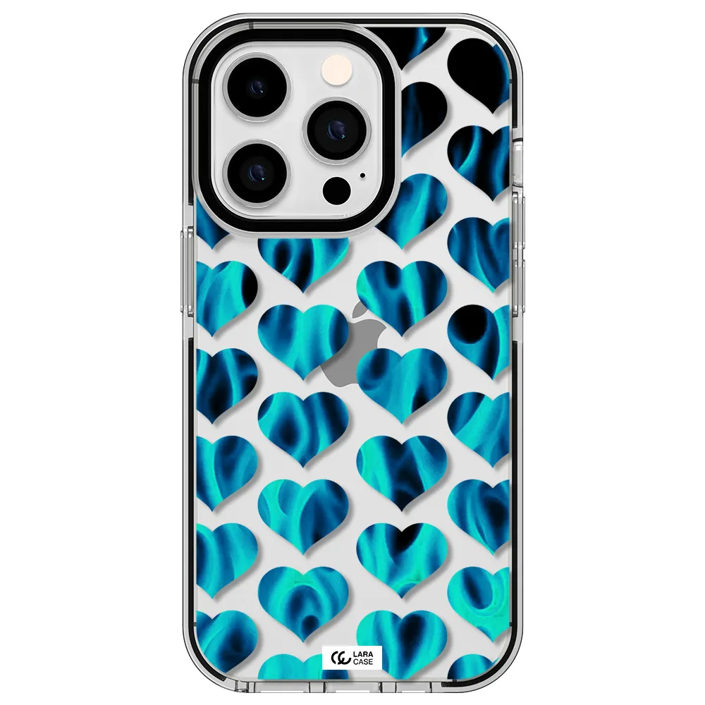 Heart Flame Apple iPhone 14 pro impact black border Case