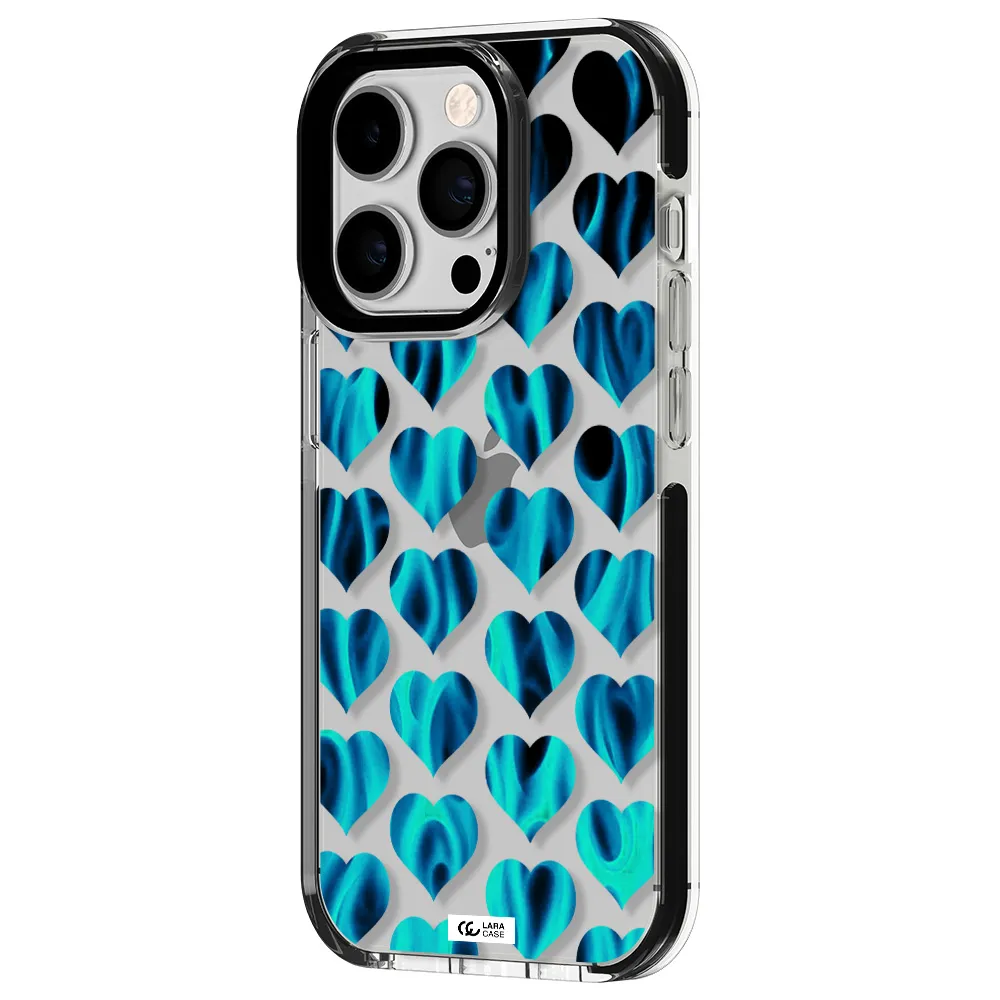 Heart Flame Apple iPhone 14 pro impact black border Case