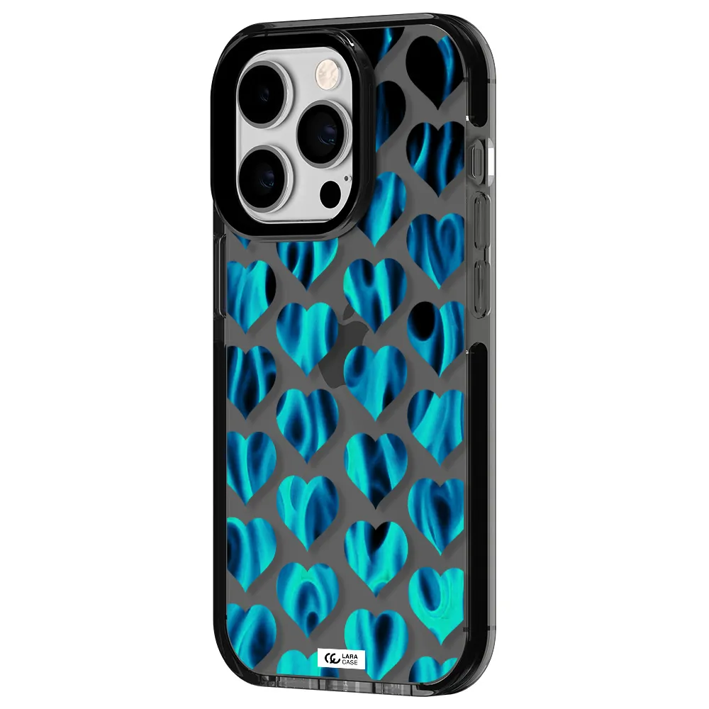 Heart Flame Apple iPhone 14 pro impact Smoke Black Case