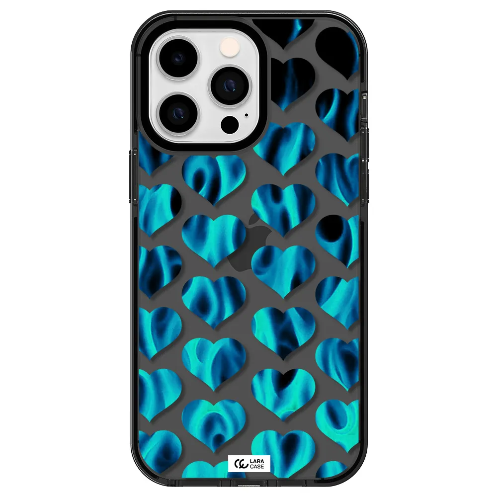 Heart Flame Apple iPhone 14 pro max impact Smoke Black Case