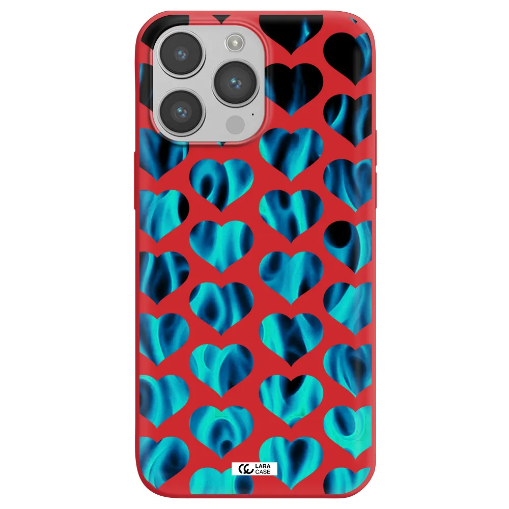 Heart Flame Apple iPhone 14 pro max Silicone Imperial Red Case