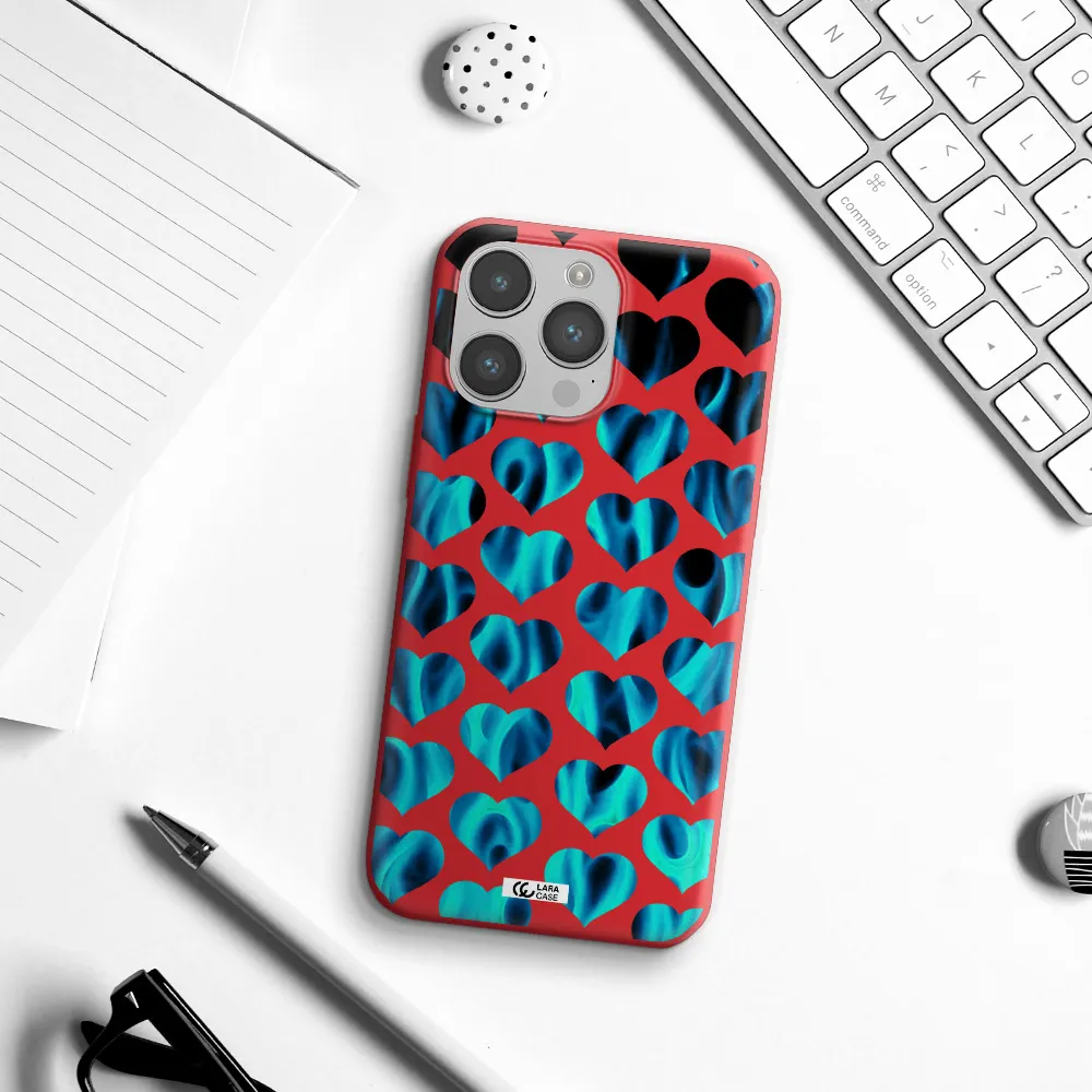 Heart Flame Apple iPhone 14 pro max Silicone Imperial Red Case