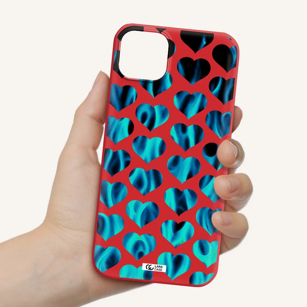 Heart Flame Apple iPhone 14 Silicone Imperial Red Case