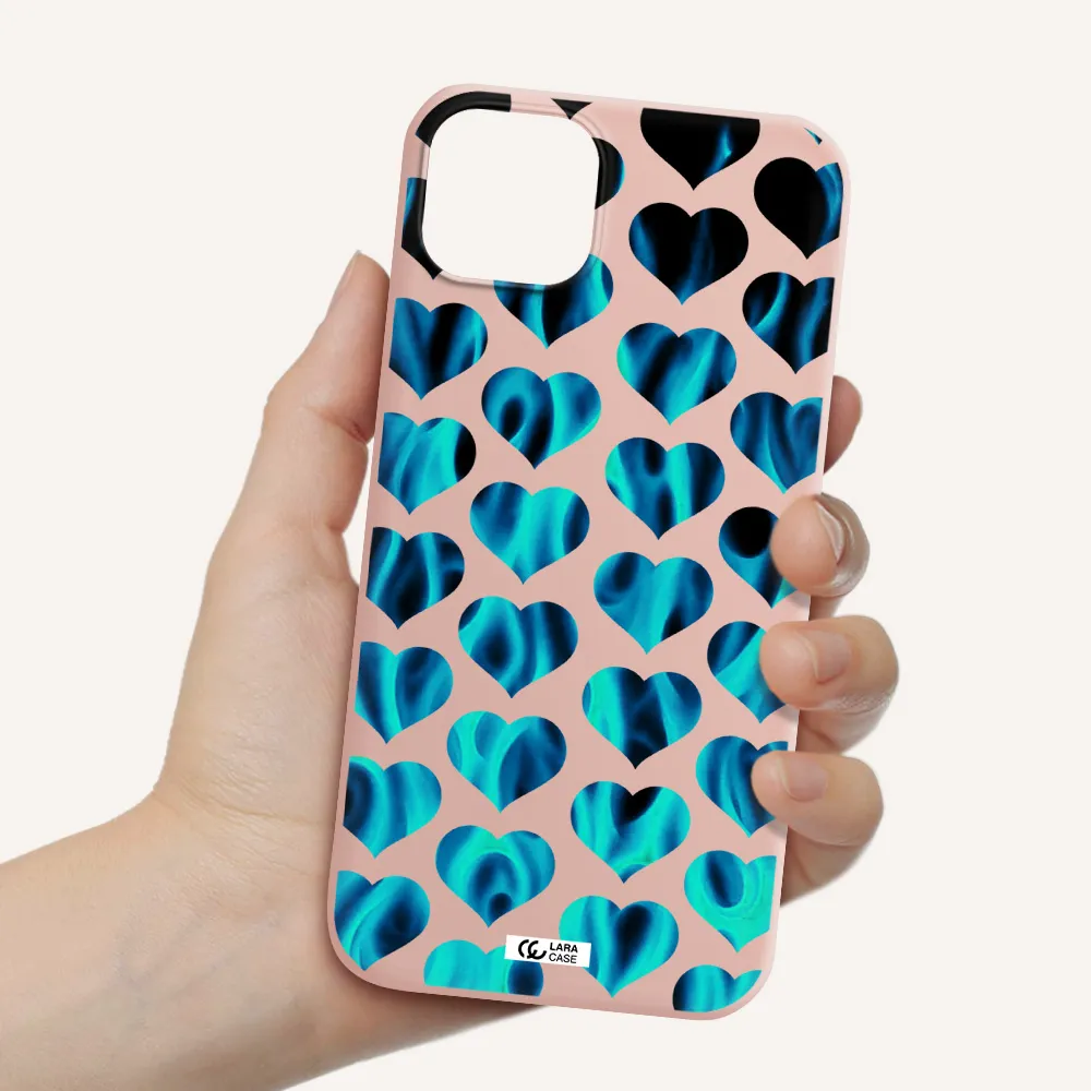 Heart Flame Apple iPhone 14 Silicone pastel pink Case