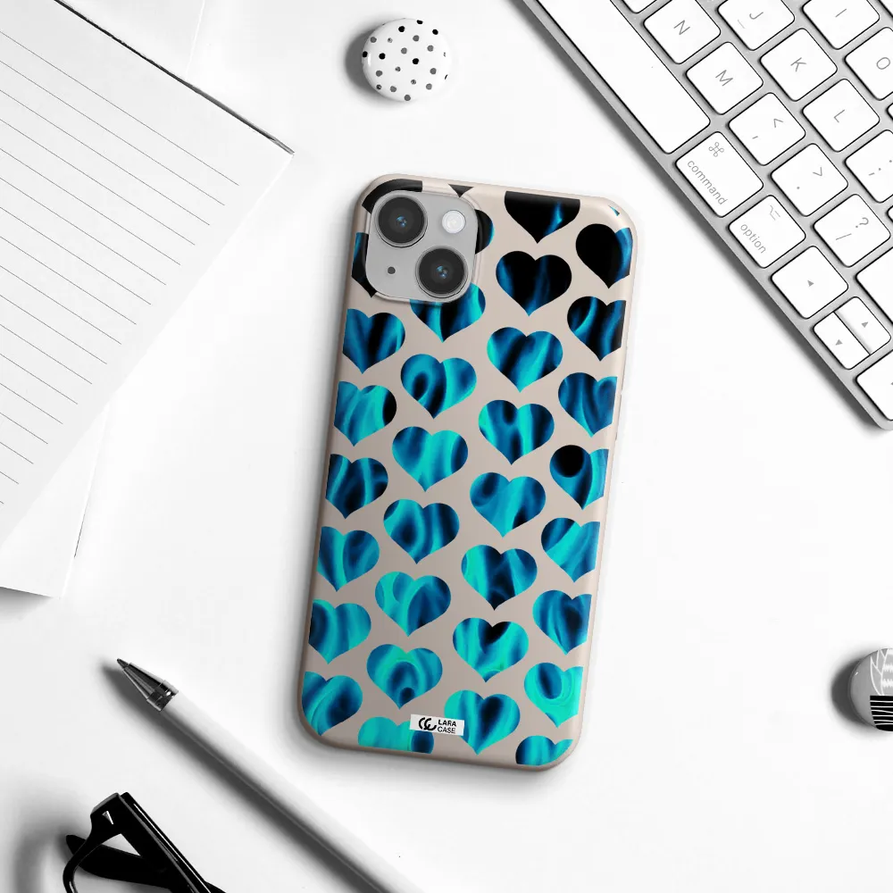 Heart Flame Apple iPhone 14 Silicone Stone Case