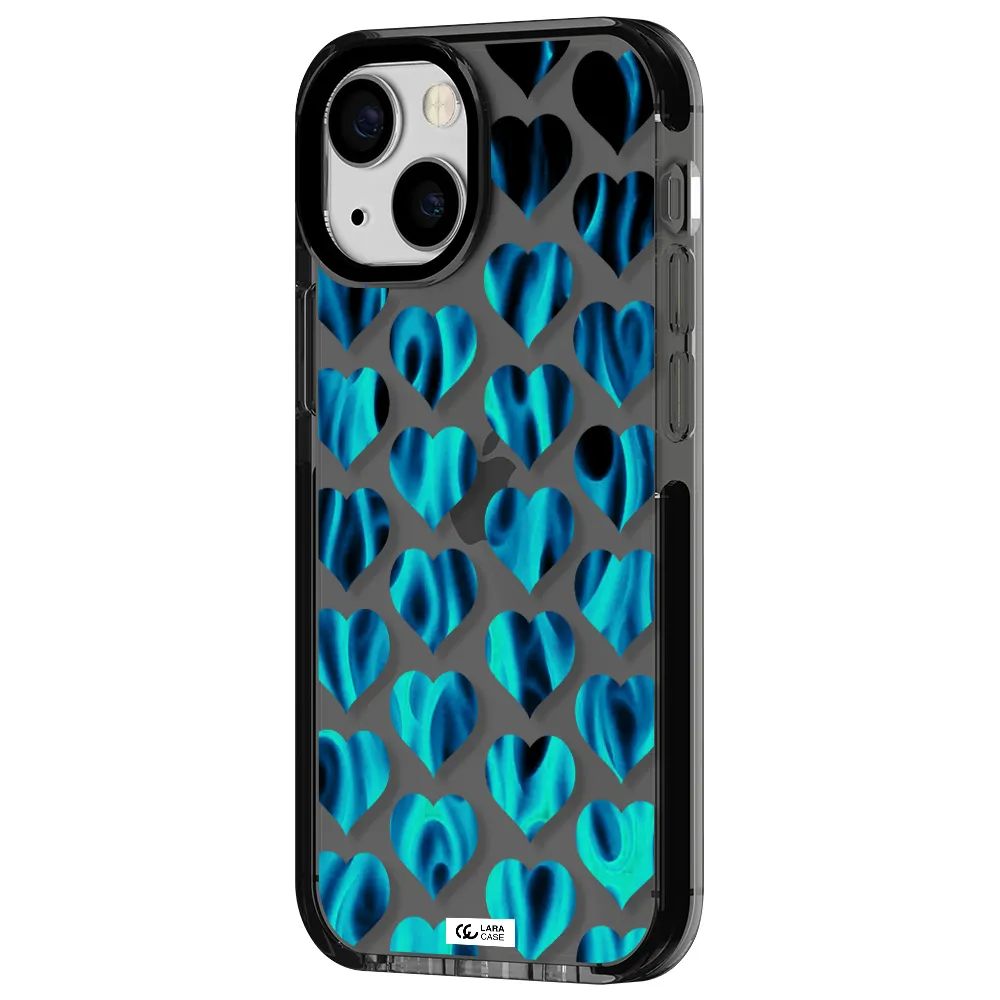 Heart Flame Apple iPhone 15 impact Smoke Black Case