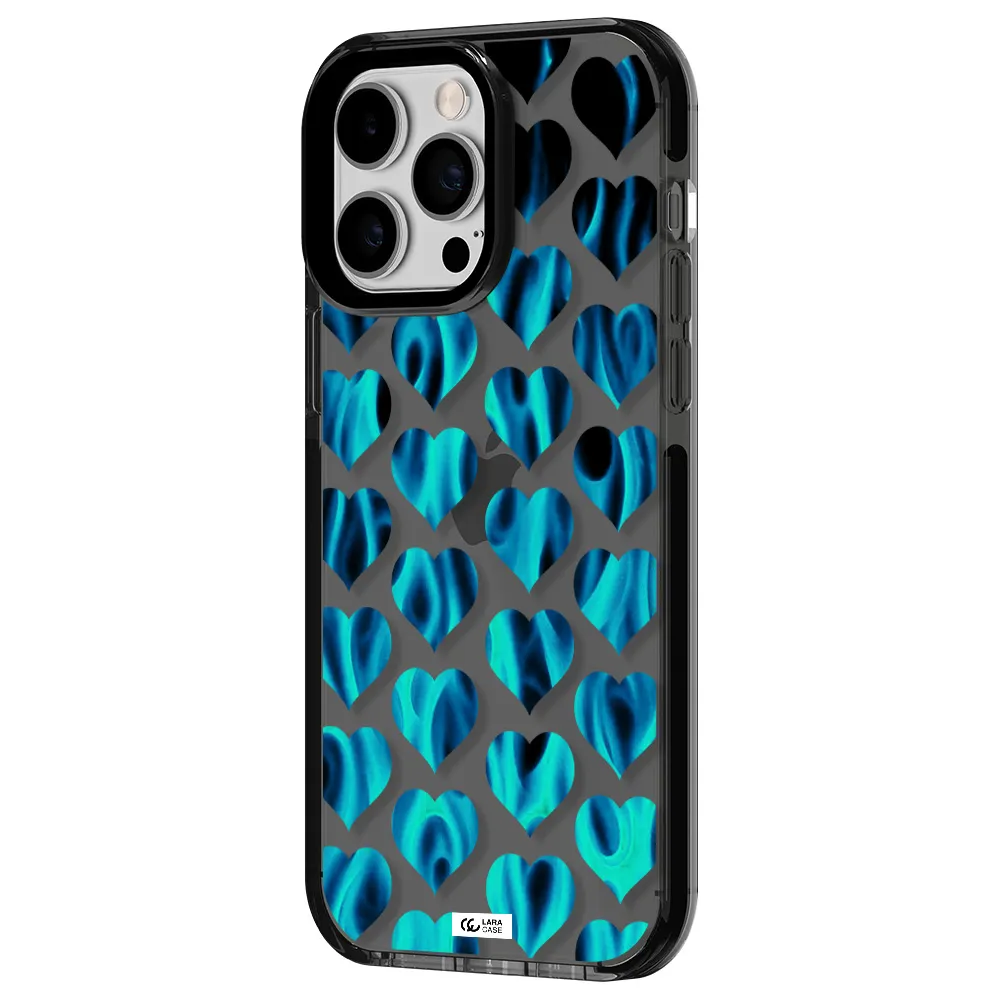 Heart Flame Apple iPhone 15 Pro impact Smoke Black Case