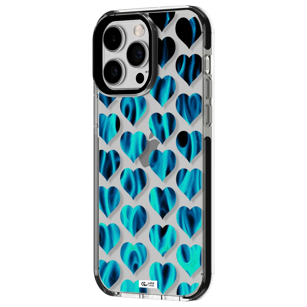 Heart Flame Apple iPhone 15 Pro Max impact black border Case
