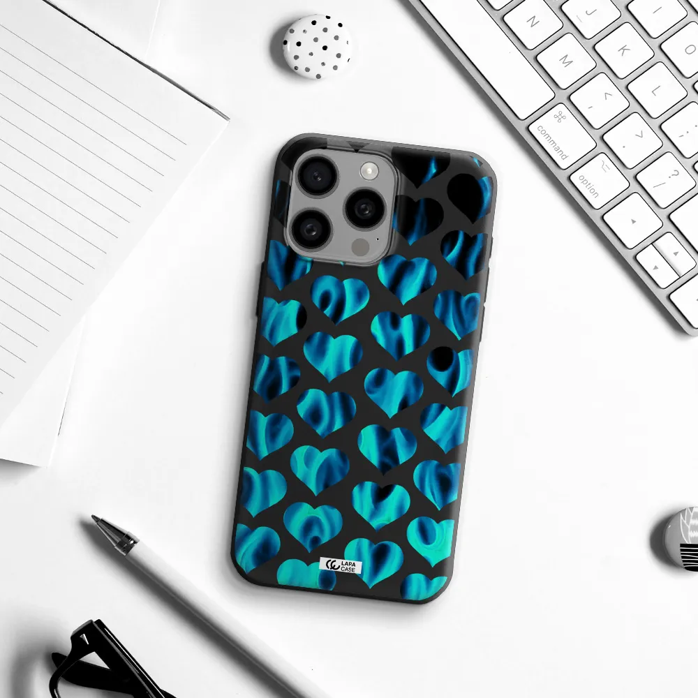 Heart Flame Apple Iphone 15 Pro max Silicone black Case