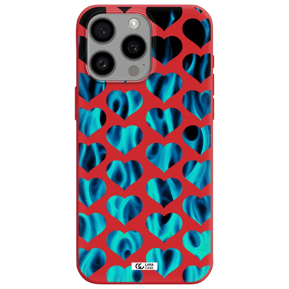 Heart Flame Apple Iphone 15 Pro Max Silicone Imperial Red Case