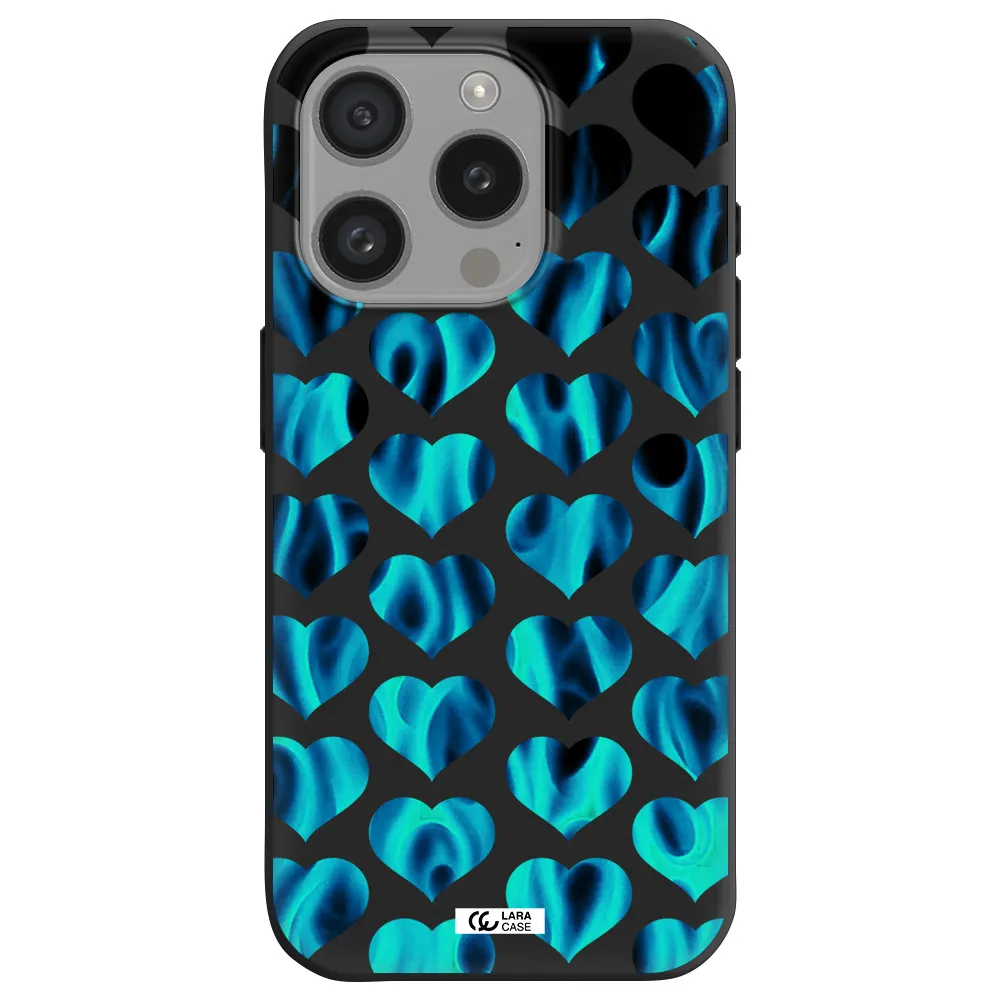 Heart Flame Apple Iphone 15 Pro Silicone Black Case