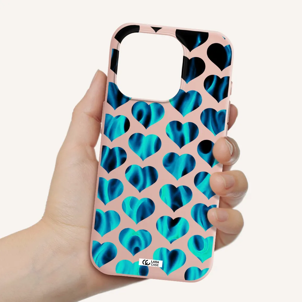 Heart Flame Apple Iphone 15 Pro Silicone Pastel Pink Case