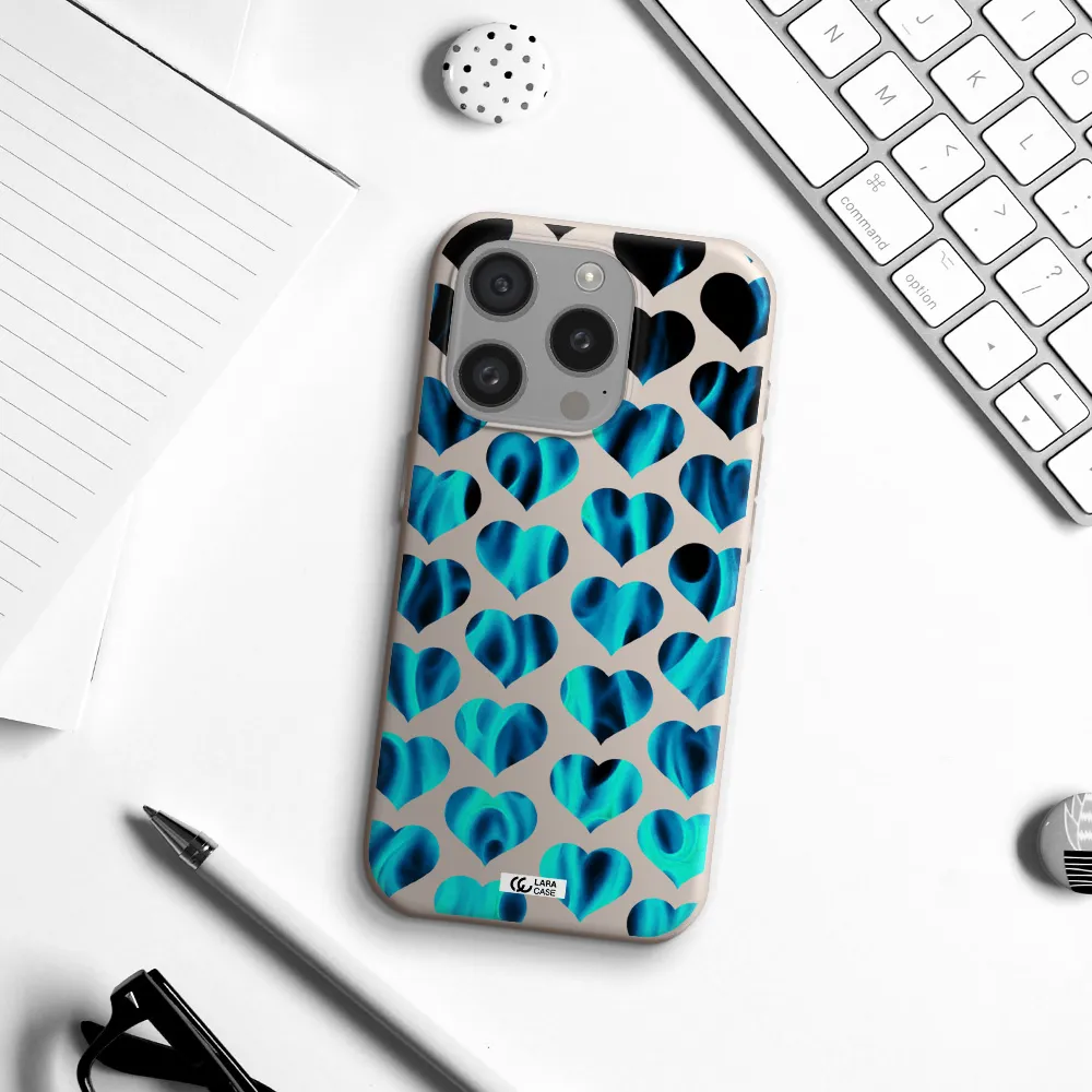 Heart Flame Apple Iphone 15 Pro Silicone Stone Case