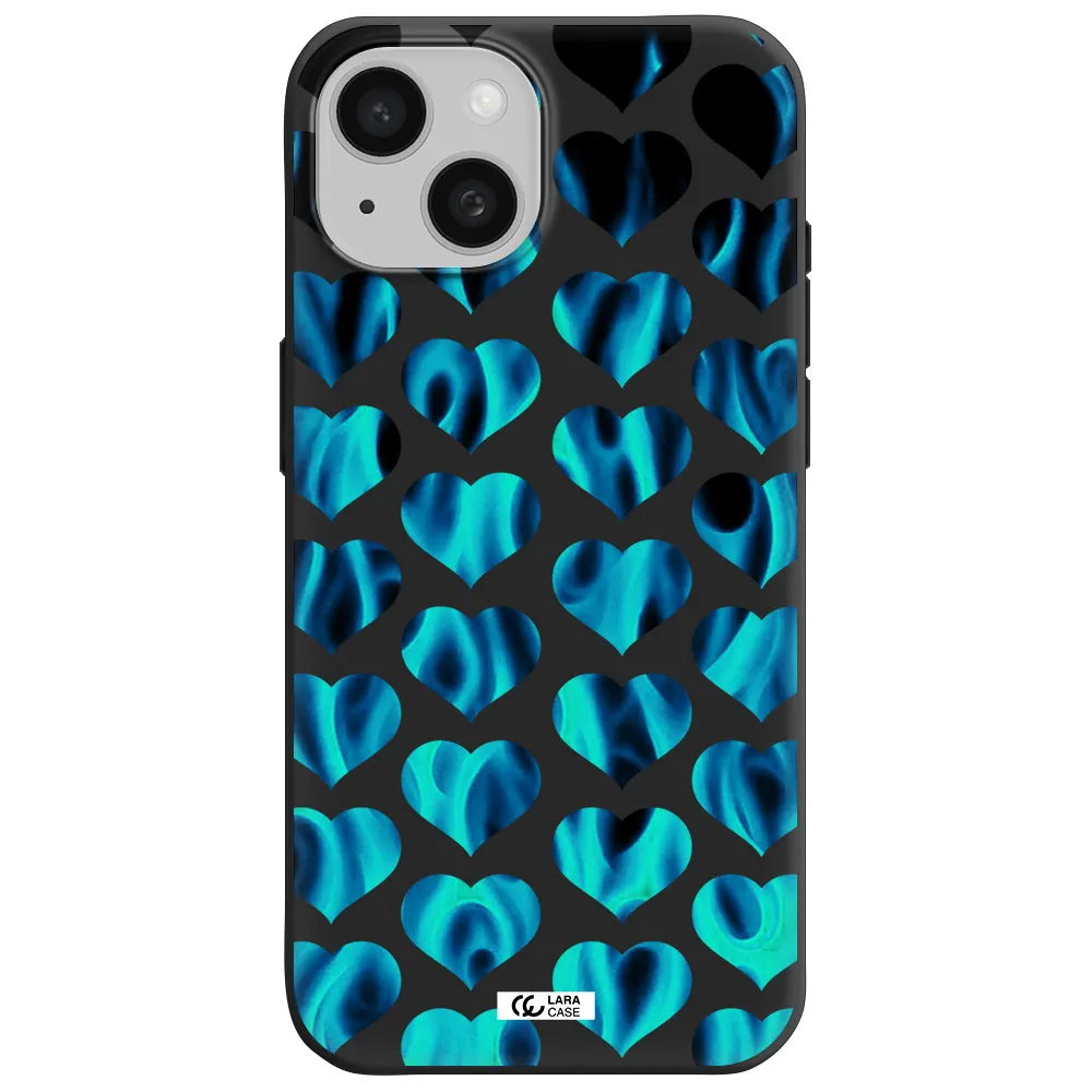 Heart Flame Apple iPhone 15 Silicone black Case