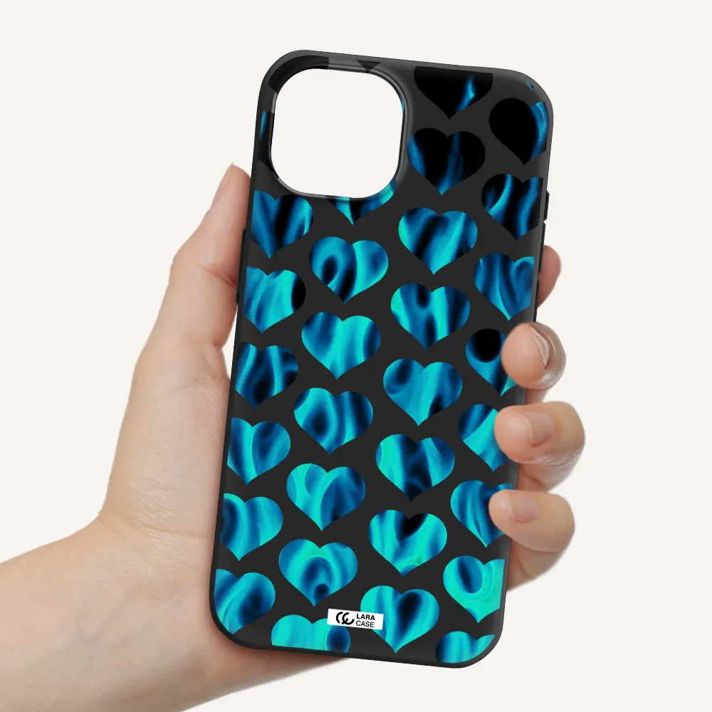 Heart Flame Apple iPhone 15 Silicone black Case