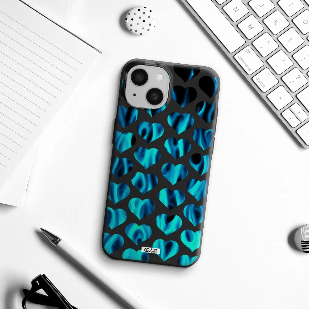 Heart Flame Apple iPhone 15 Silicone black Case