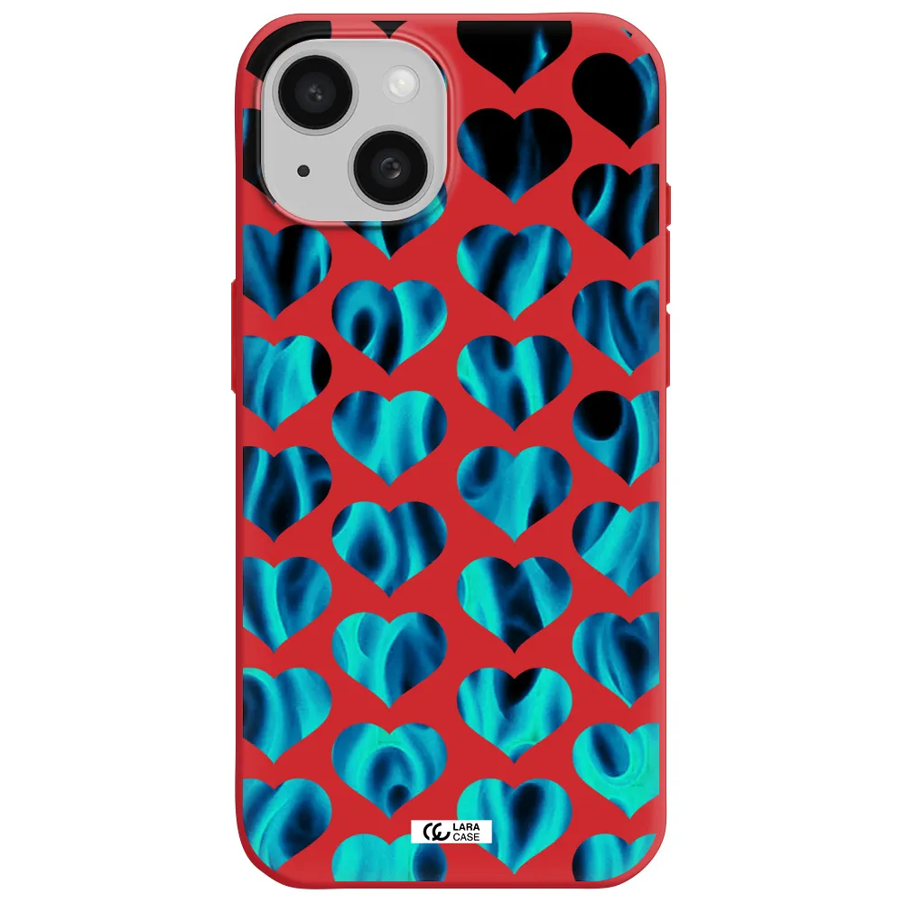Heart Flame Apple Iphone 15 Silicone Imperial Red Case