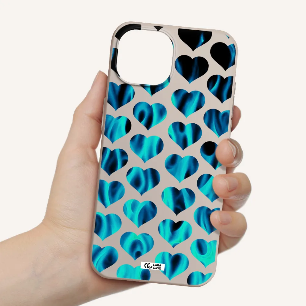 Heart Flame Apple iPhone 15 Silicone Stone Case