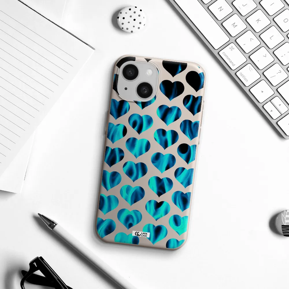 Heart Flame Apple iPhone 15 Silicone Stone Case