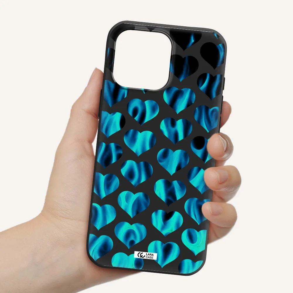 Heart Flame Apple Iphone 16 Pro Max Silicone Black Case