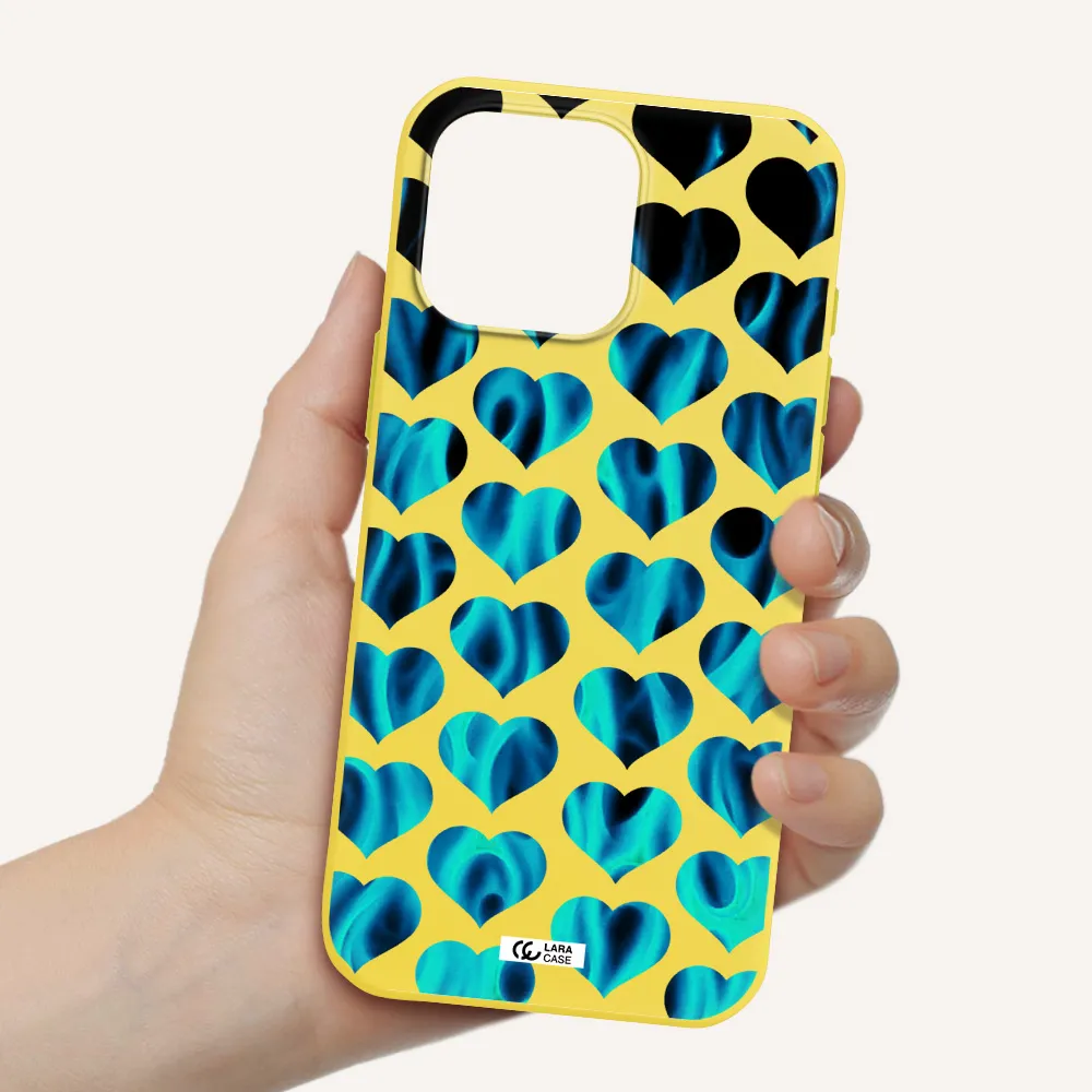 Heart Flame Apple Iphone 16 Pro Max Silicone Canary Yellow Case