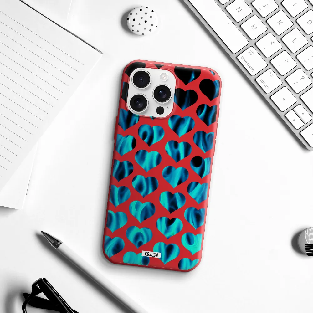 Heart Flame Apple Iphone 16 Pro Max Silicone Imperial Red Case