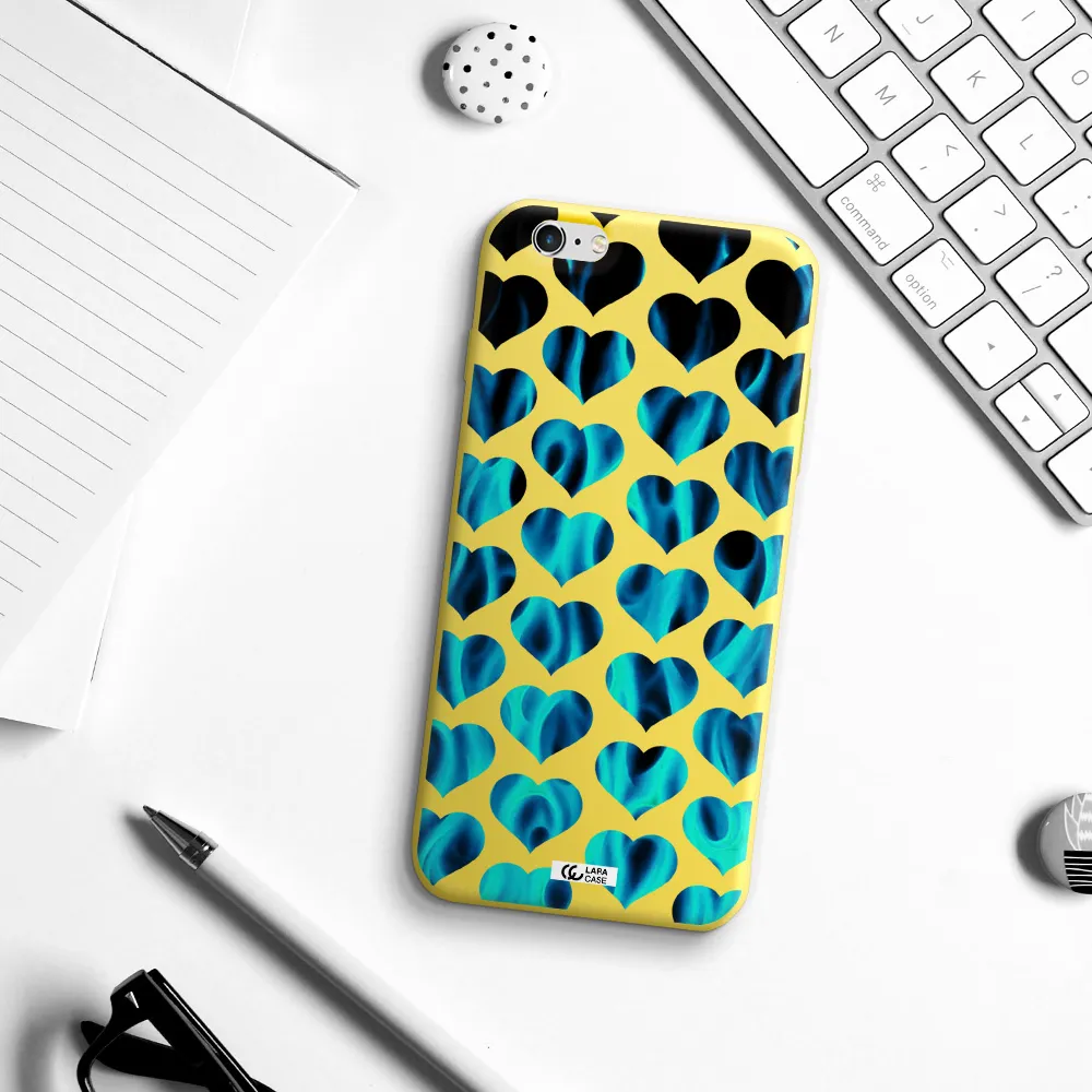 Heart Flame Apple iPhone 6 plus Silicone canary yellow Case