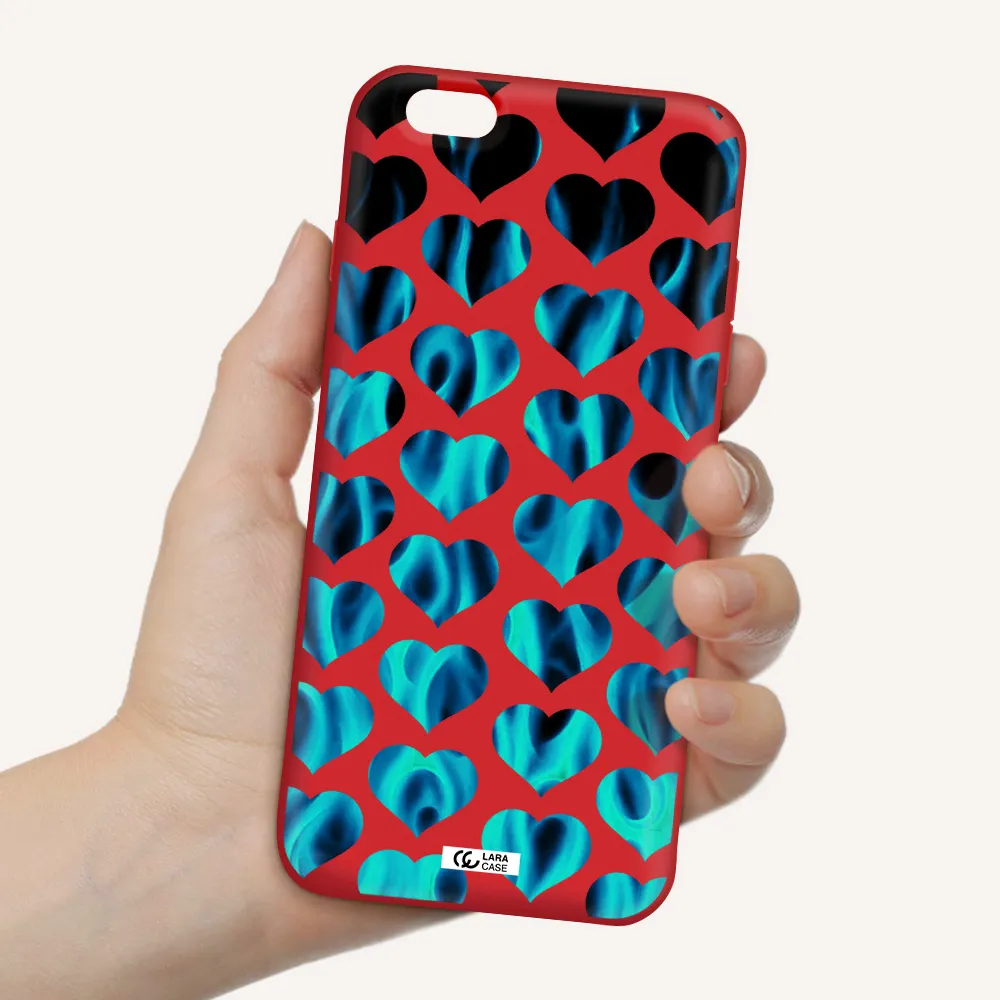Heart Flame Apple iPhone 6 plus Silicone Imperial Red Case