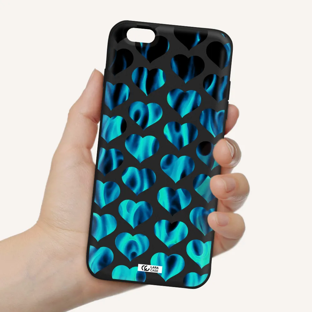 Heart Flame Apple iPhone 6 s plus Silicone black Case