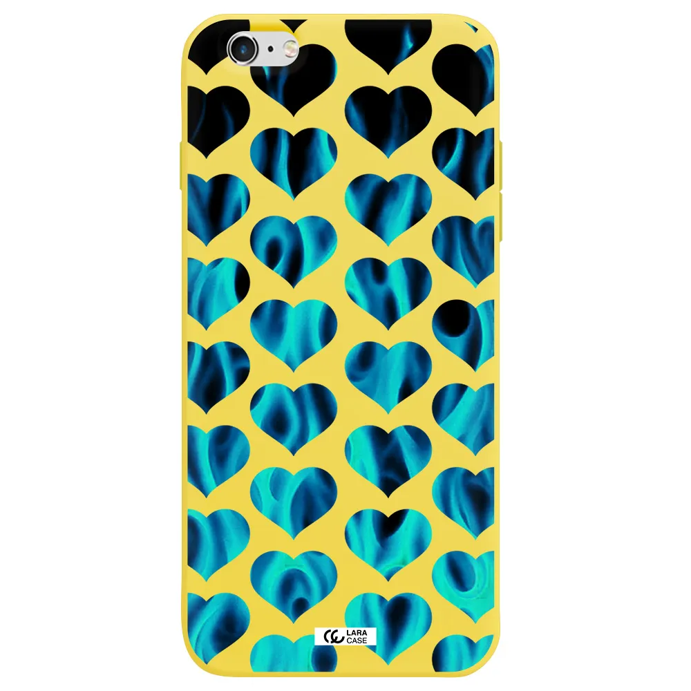 Heart Flame Apple iPhone 6 s plus Silicone canary yellow Case