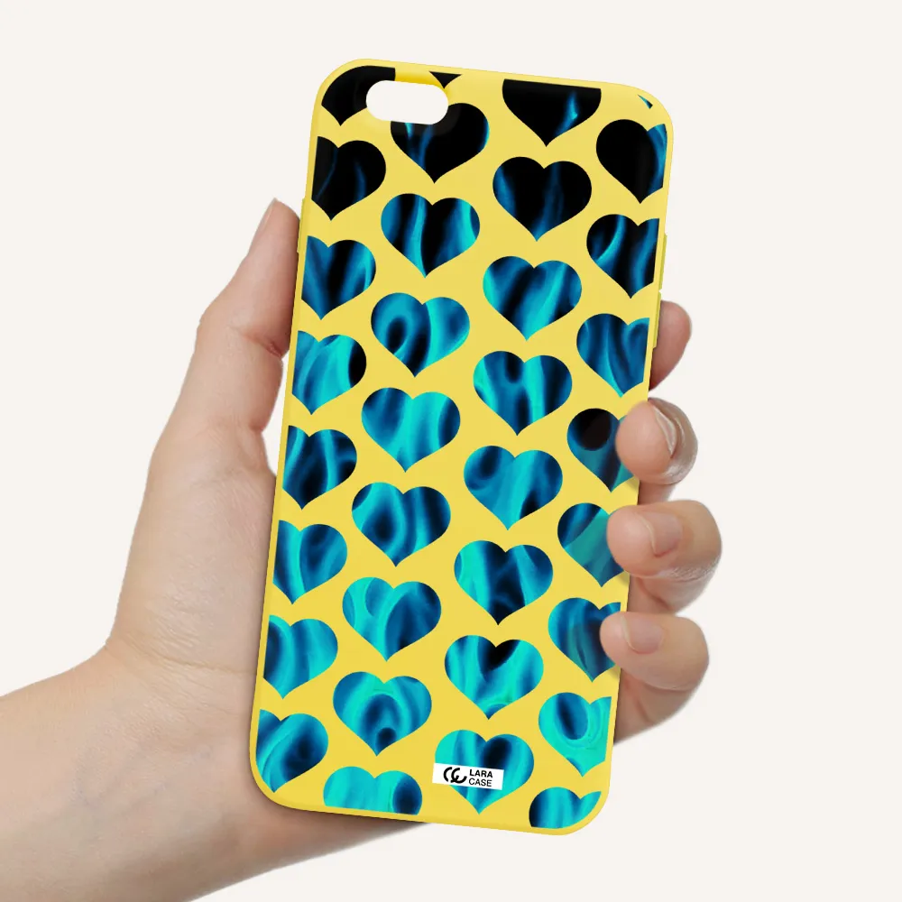 Heart Flame Apple iPhone 6 s plus Silicone canary yellow Case