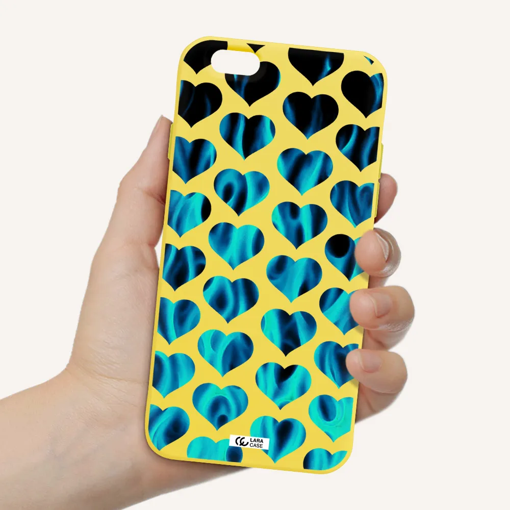 Heart Flame Apple iPhone 6 Silicone canary yellow Case