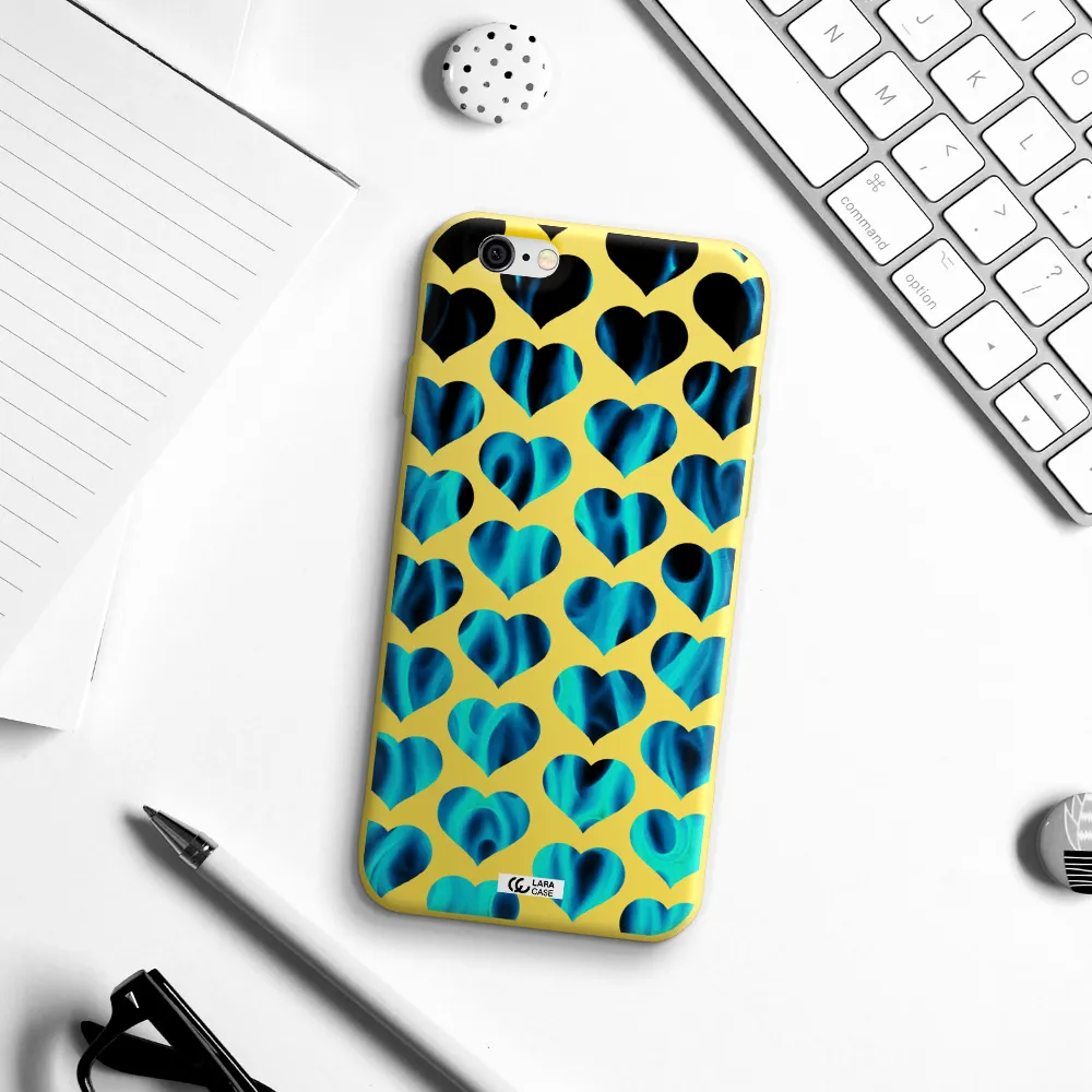 Heart Flame Apple iPhone 6 Silicone canary yellow Case