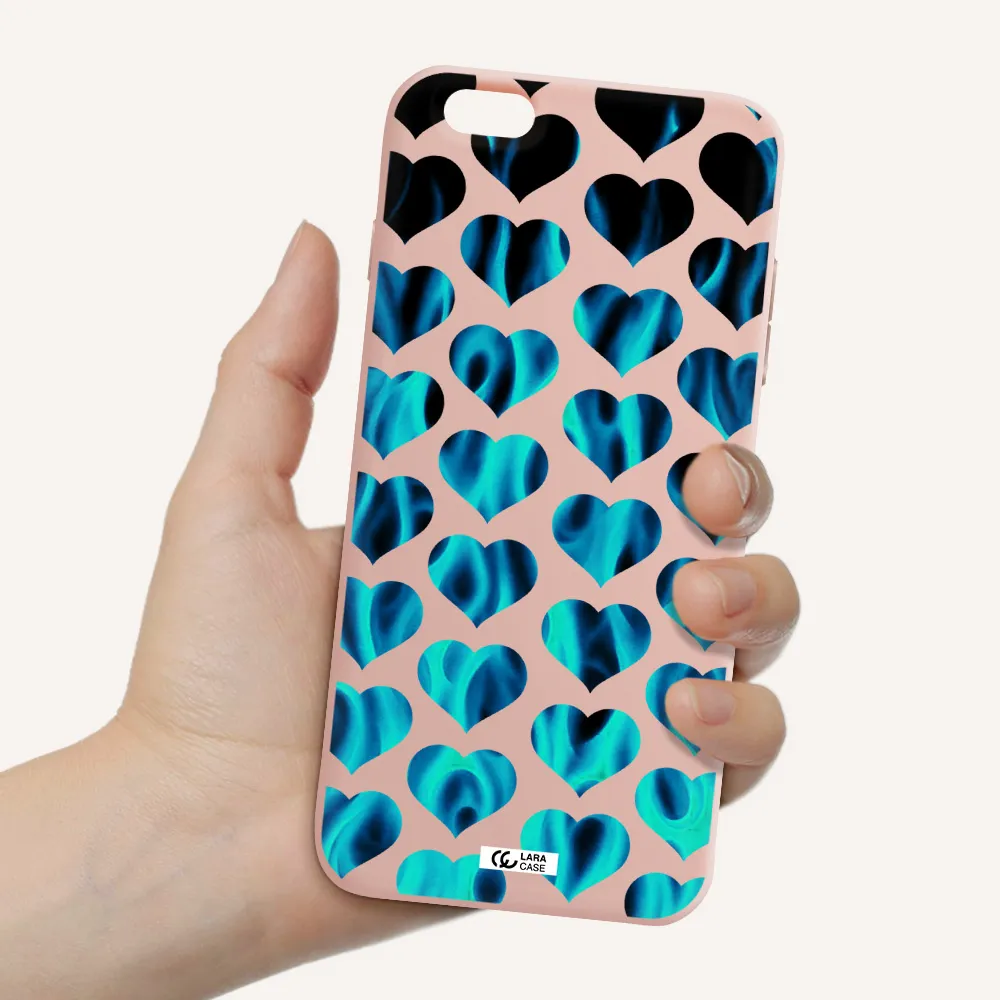 Heart Flame Apple iPhone 6S Silicone pastel pink Case