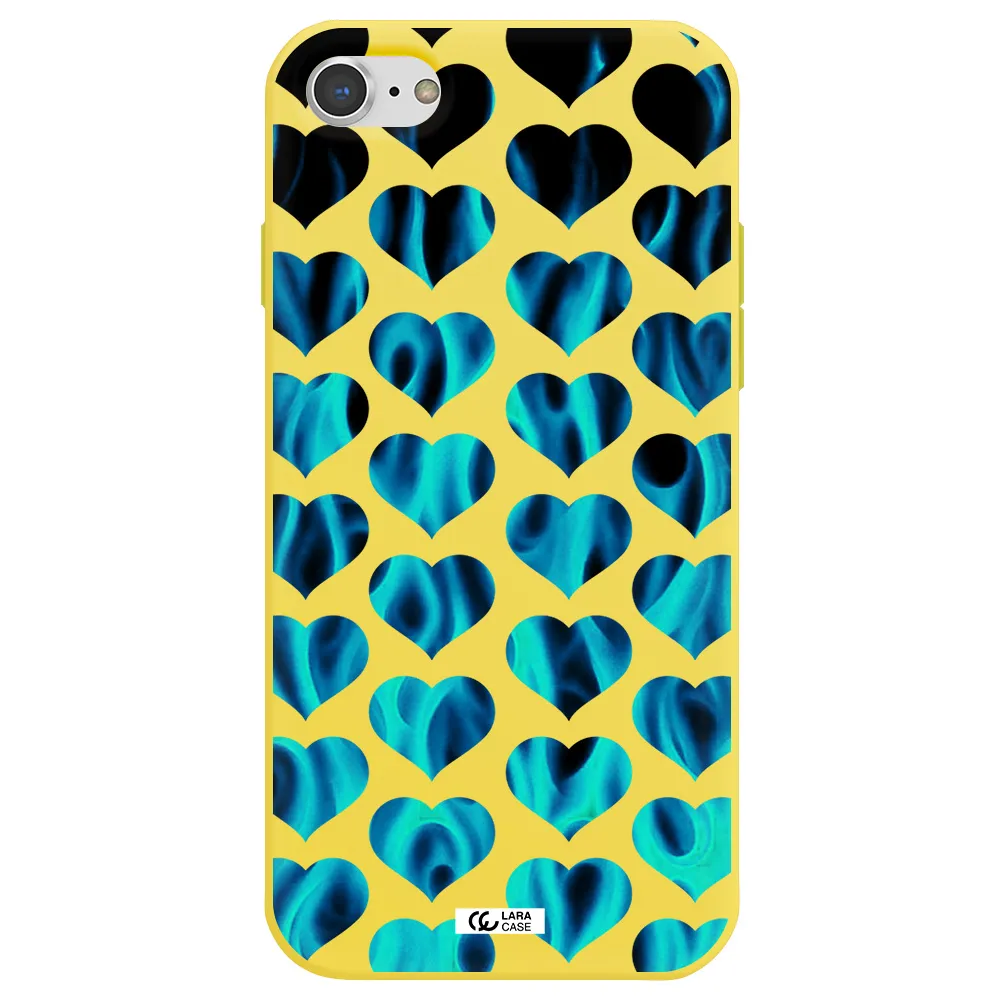 Heart Flame Apple iPhone 7 Silicone canary yellow Case