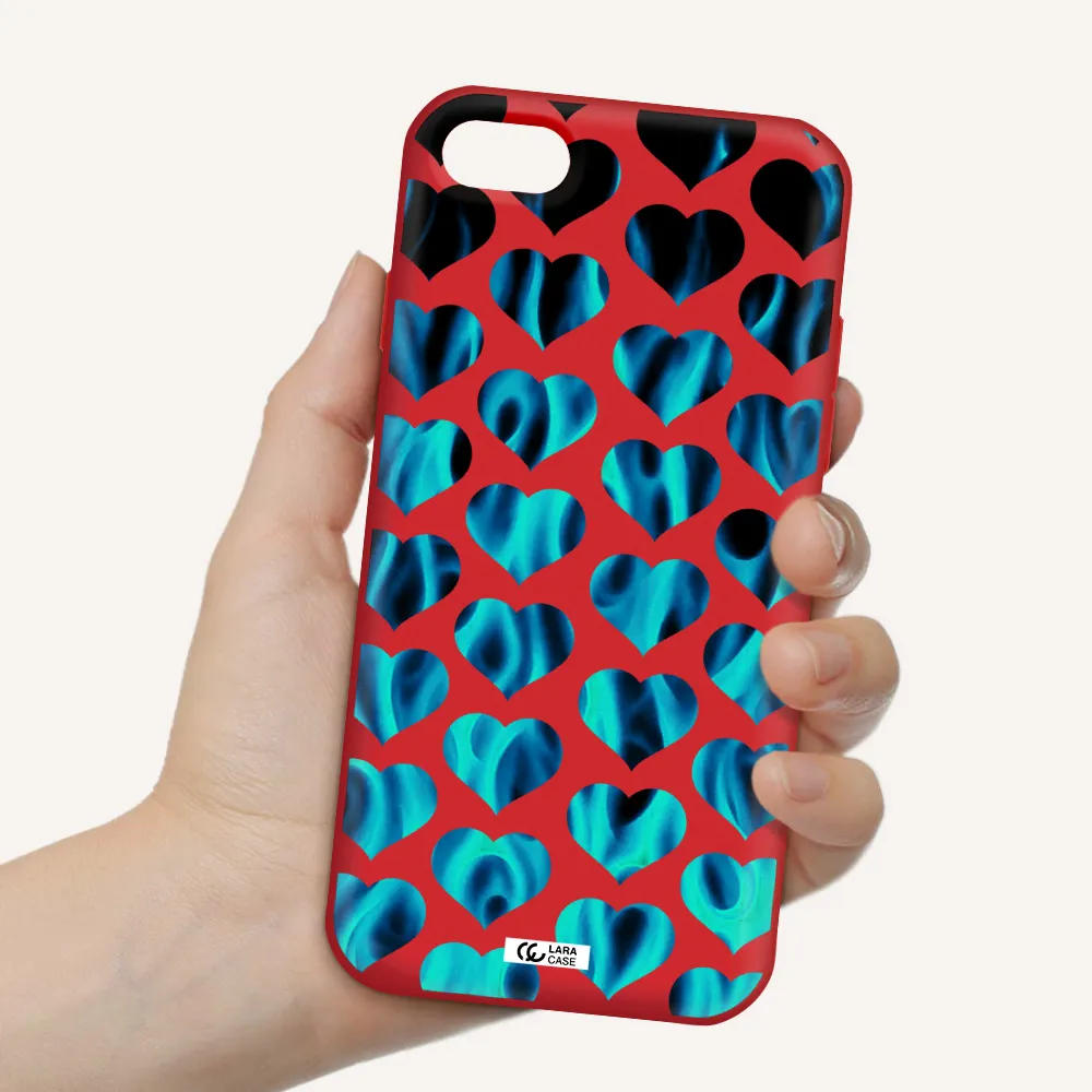 Heart Flame Apple iPhone 7 Silicone Imperial Red Case