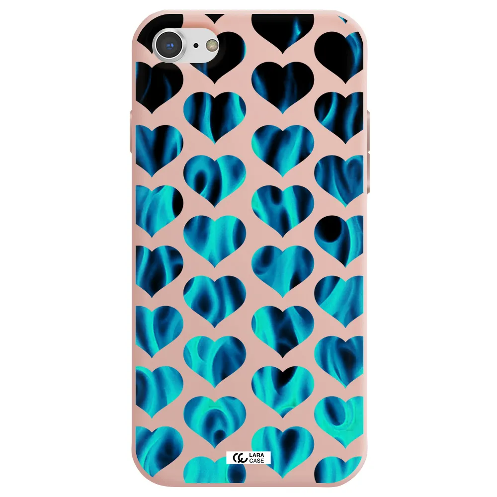 Heart Flame Apple iPhone 7 Silicone pastel pink Case