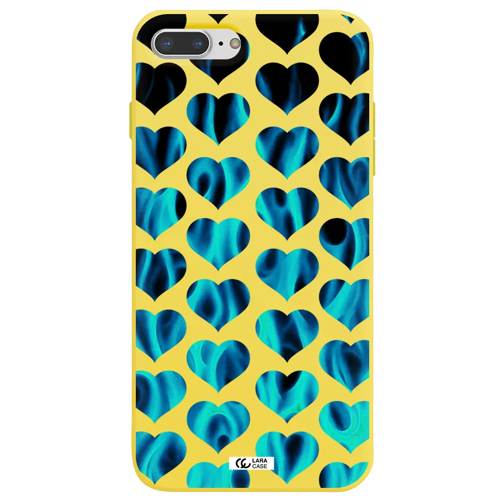 Heart Flame Apple iPhone 8 plus Silicone canary yellow Case