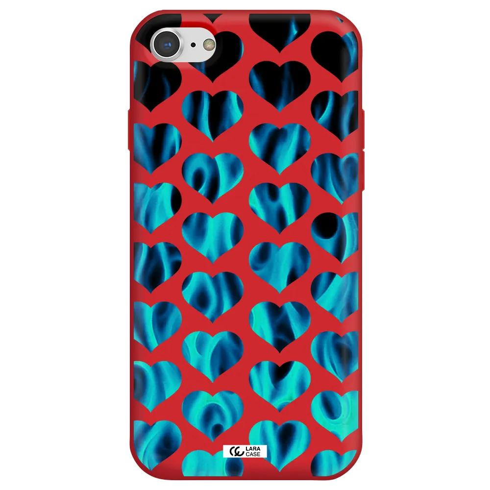 Heart Flame Apple iPhone 8 Silicone Imperial Red Case