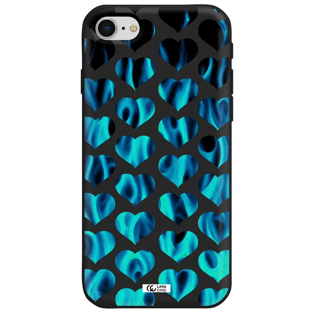 Heart Flame Apple iPhone se 2020 Silicone black Case