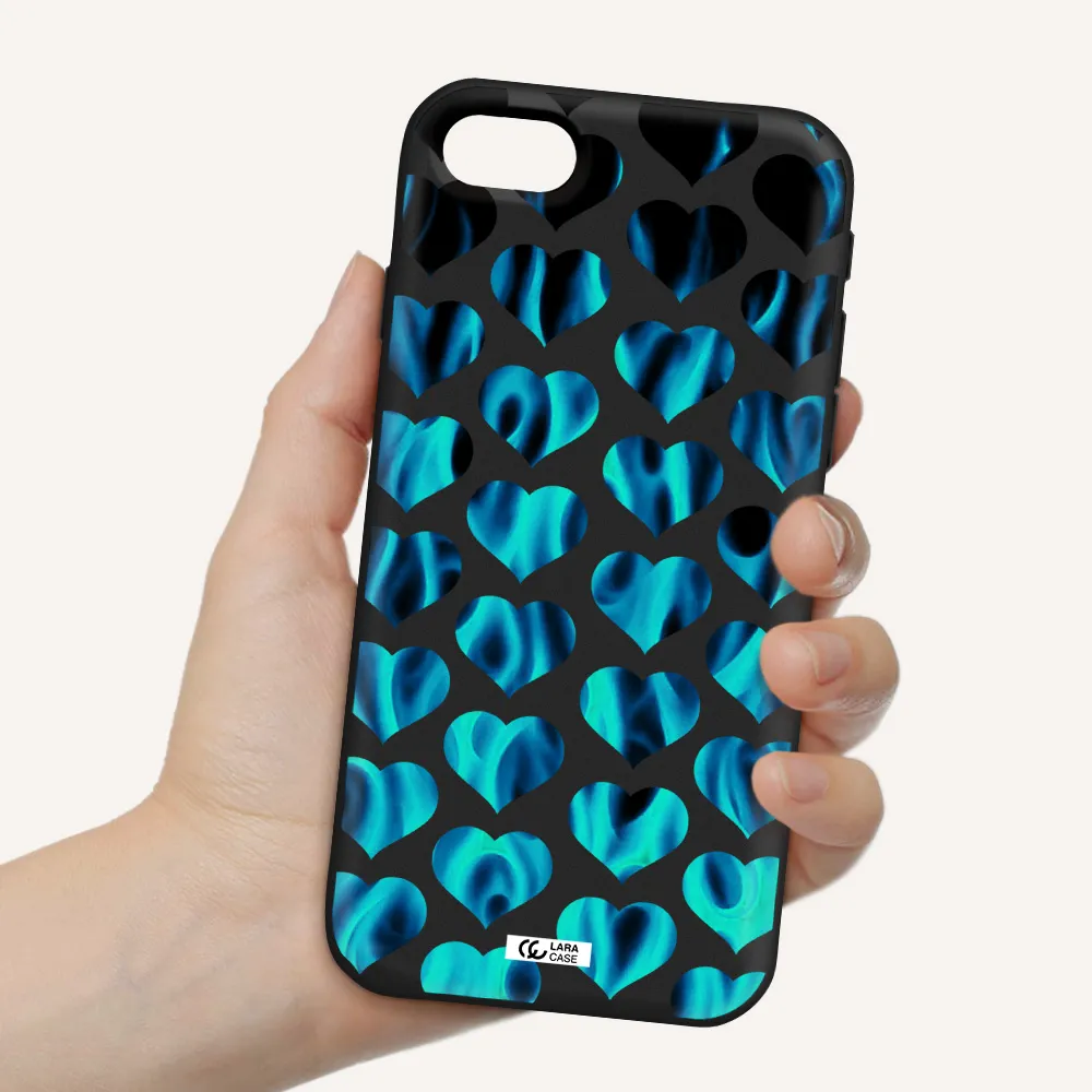 Heart Flame Apple iPhone se 2020 Silicone black Case