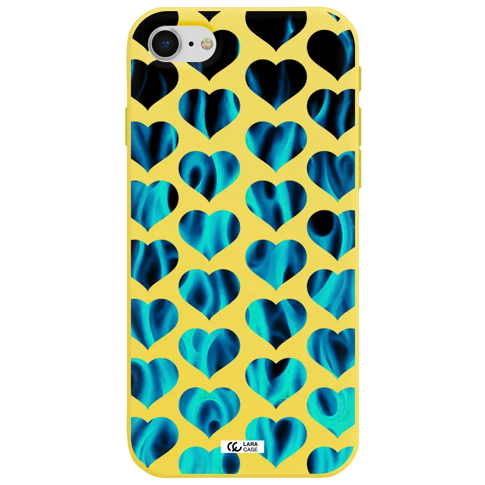 Heart Flame Apple iPhone se 2020 Silicone canary yellow Case