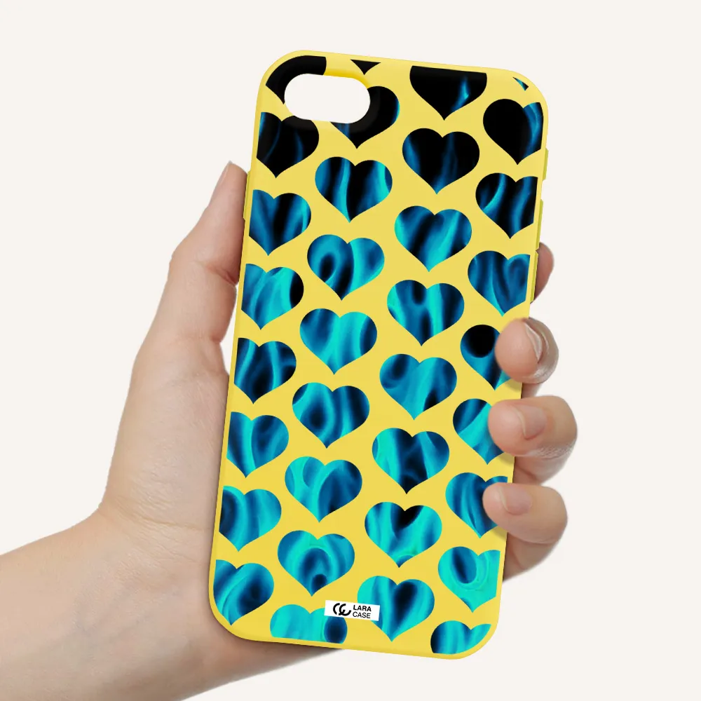 Heart Flame Apple iPhone se 2020 Silicone canary yellow Case