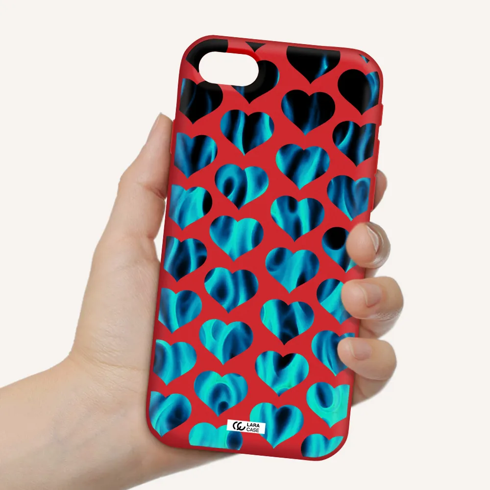 Heart Flame Apple iPhone se 2020 Silicone Imperial Red Case