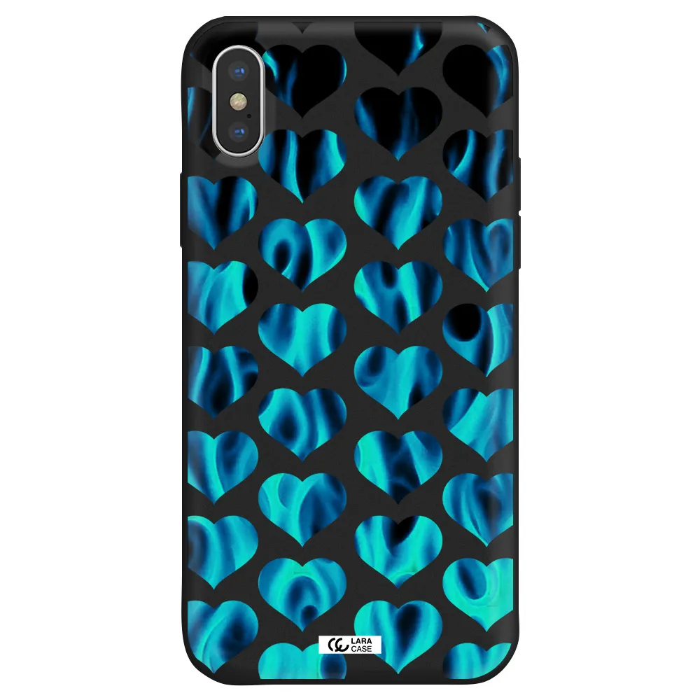 Heart Flame Apple iPhone X Silicone black Case
