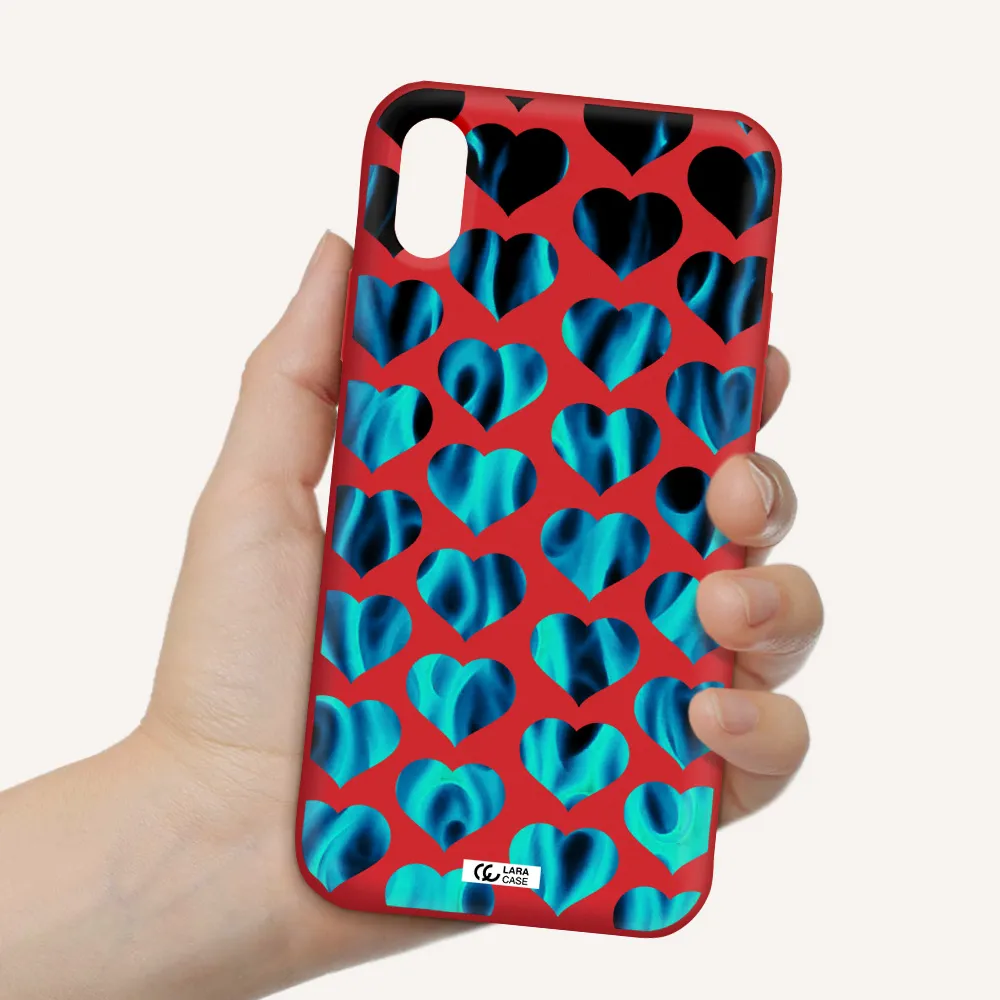 Heart Flame Apple iPhone X Silicone Imperial Red Case