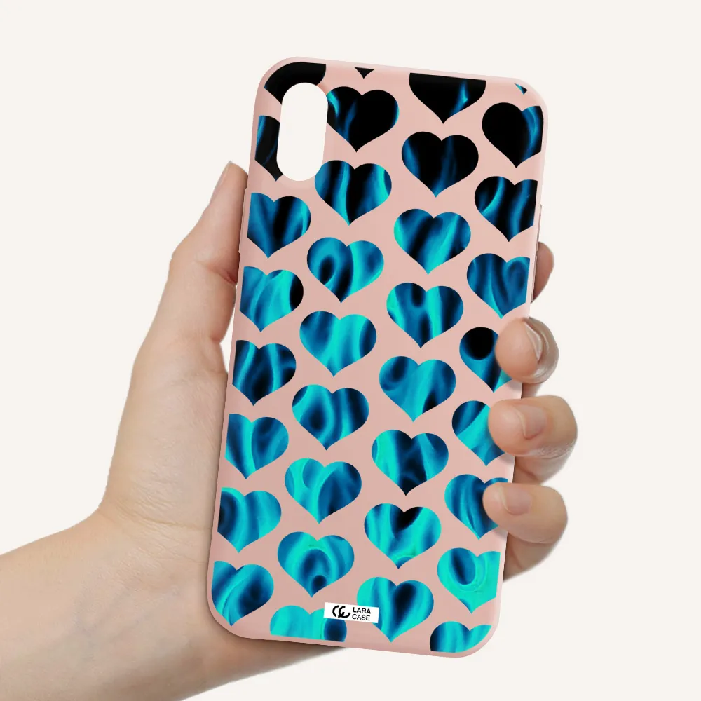 Heart Flame Apple iPhone X Silicone pastel pink Case