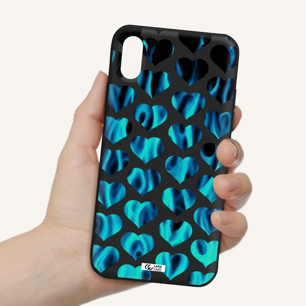Heart Flame Apple iPhone XS Silicone black Case