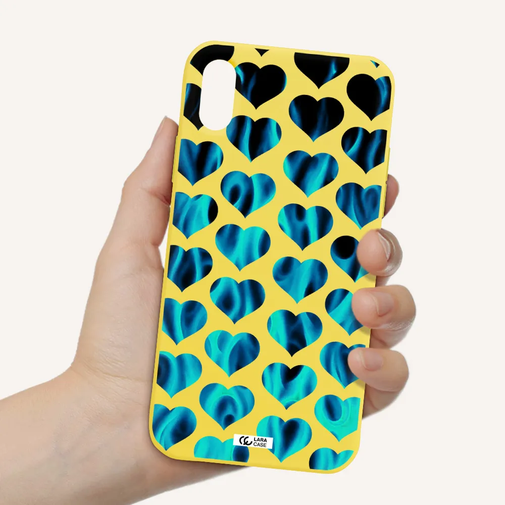 Heart Flame Apple iPhone XS Silicone canary yellow Case