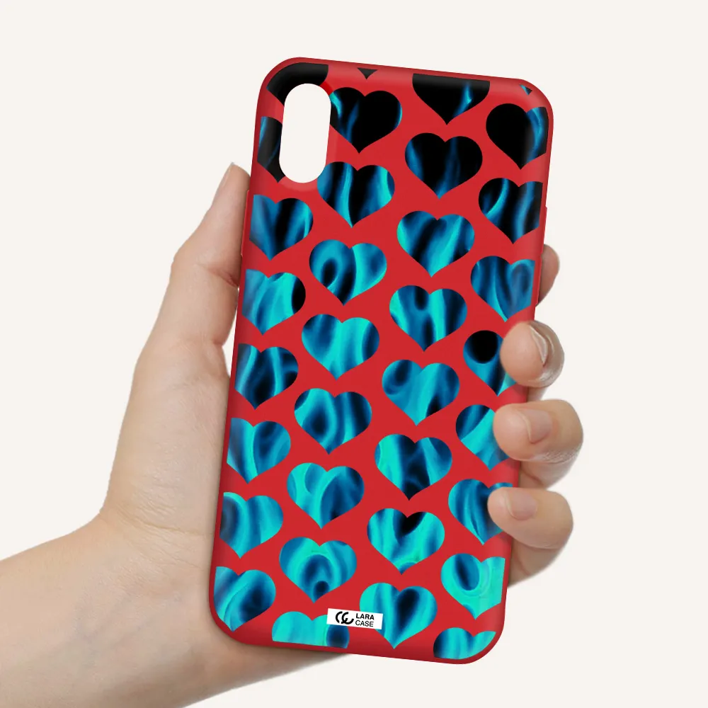 Heart Flame Apple iPhone XS Silicone Imperial Red Case